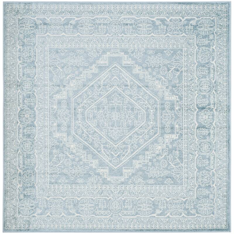 SAFAVIEH Adirondack Cheyenne Rustic Oriental Medallion Rug - 6' Square - Slate/Ivory