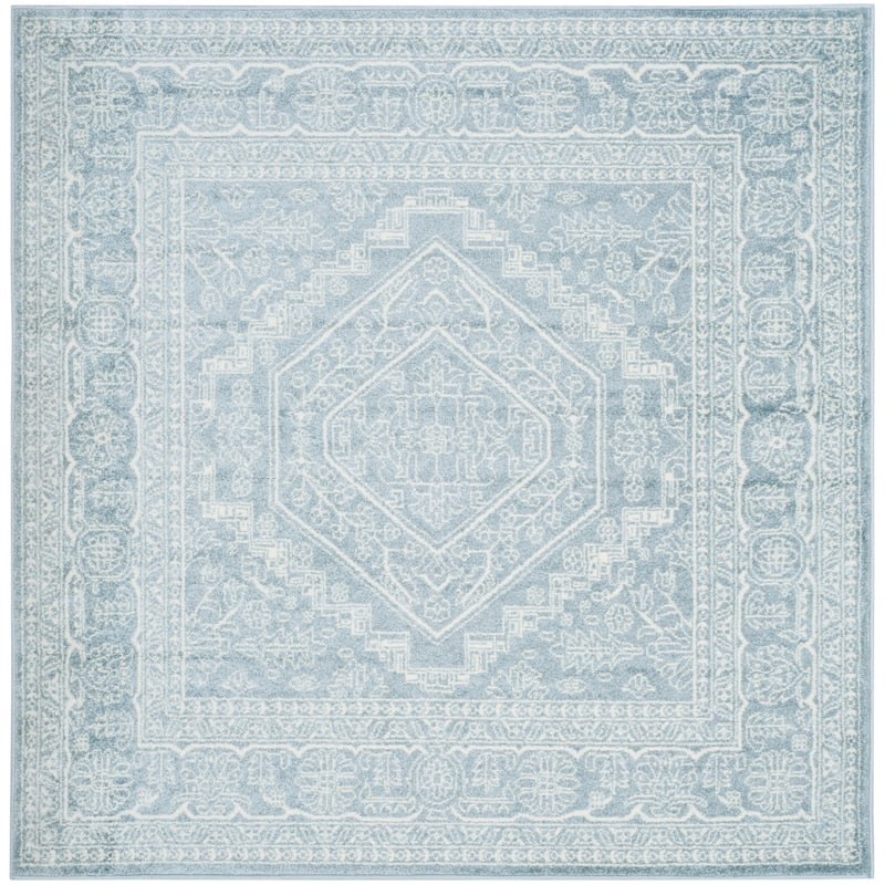 SAFAVIEH Adirondack Sian Rustic Oriental Medallion Rug - 10' Square - Slate/Ivory