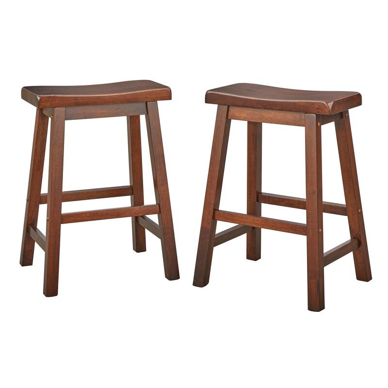 Simple Living Belfast Solid Wood 29-inch Bar Height Saddle Stool (Set of 2)