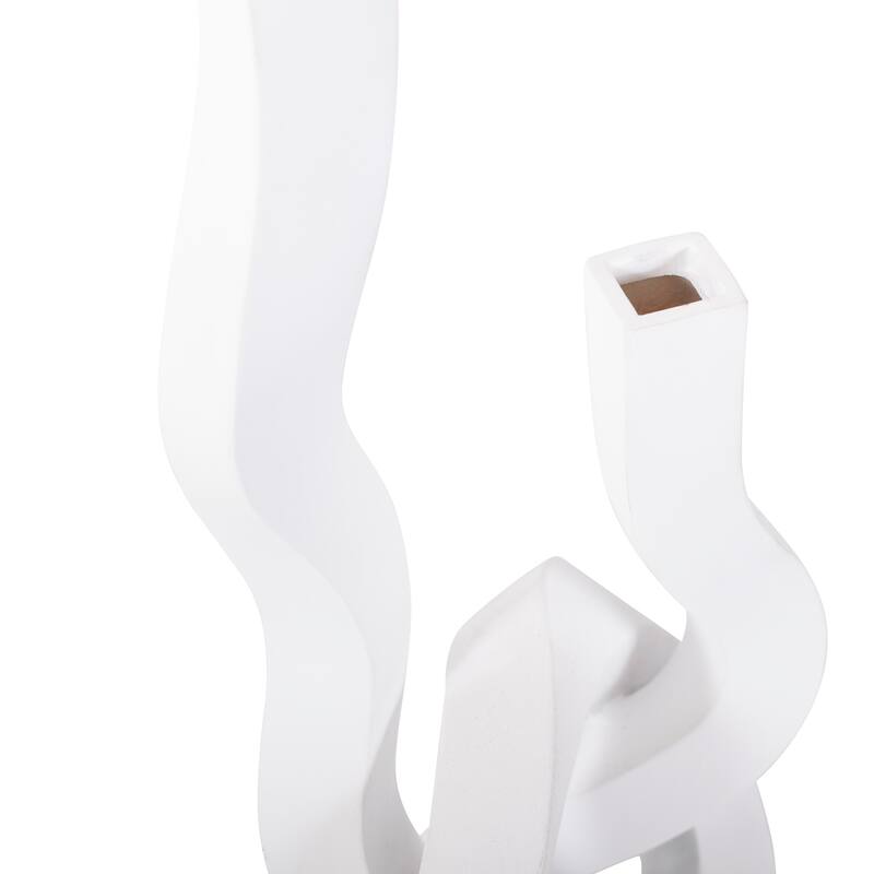 Allan Andrews Contemporary Abstract Matte White Twisted Candle Holder