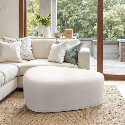Leon 43" W Modern Oversized Chenille Triangular Cheese Ottoman