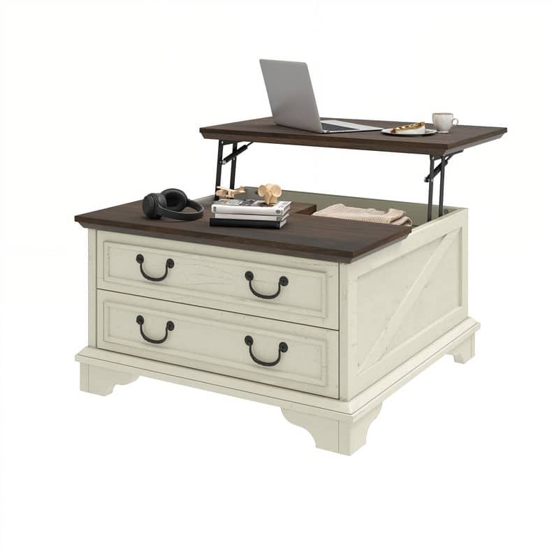 Moasis Farmhouse Lift Top Square Coffee Table with Storage