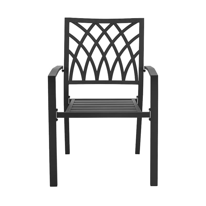 Outdoor 5-Piece Dining Set with Umbrella Hole, Black