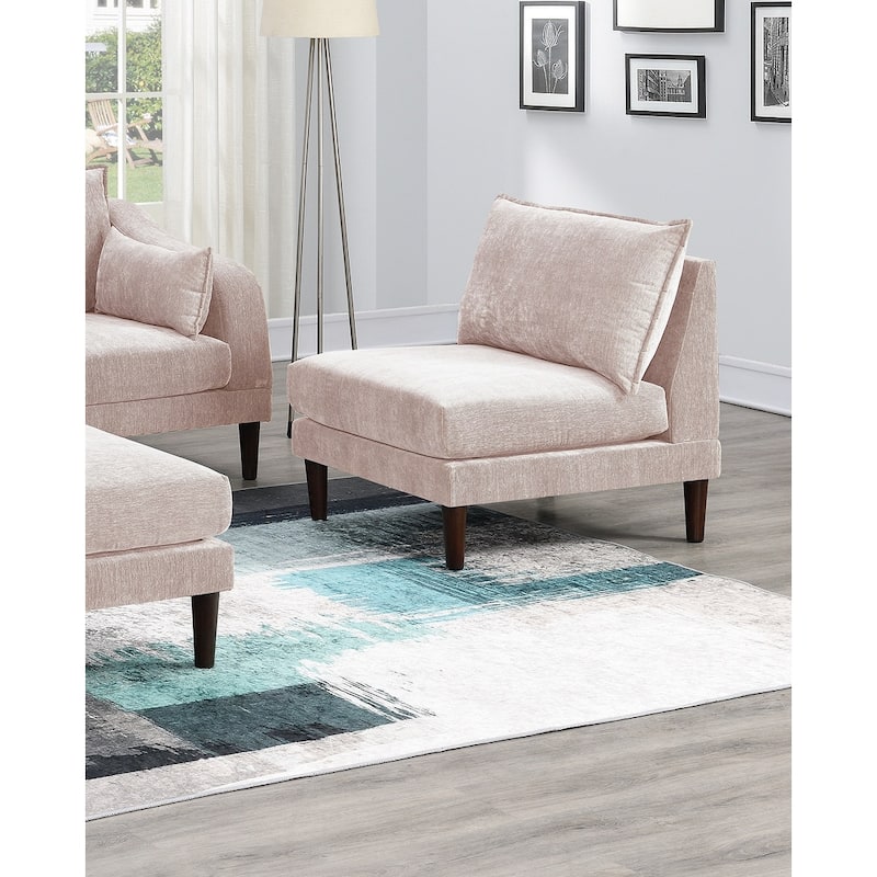 5pcs Modular Sectional Set, Blush Pink, 93"x33"x31", 200 lbs