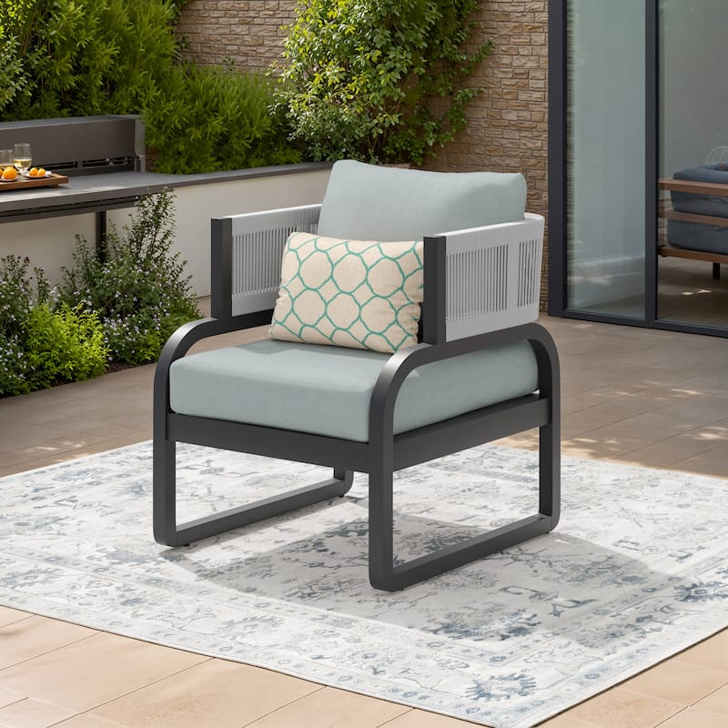 Corvus Rocio Acacia Outdoor Club Chair with Sunbrella Pillow