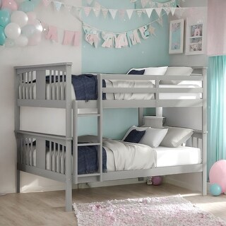 Versatile design Full over Full Bunk Bed with Ladder for Bedroom, Guest Room Furniture-Gray