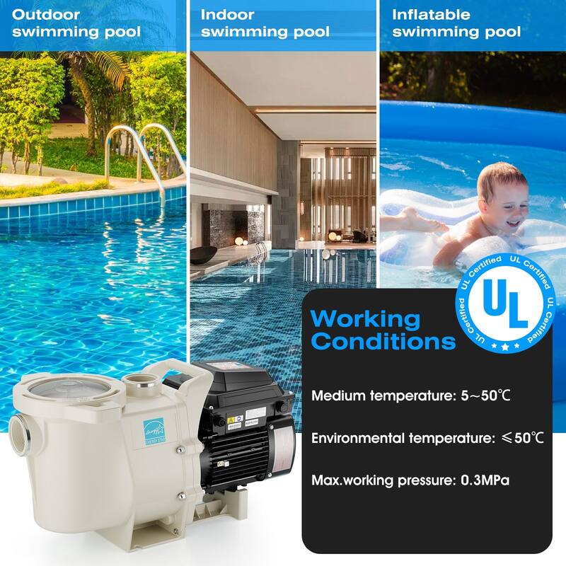 iLiving ILG8PP390-VS Variable Speed Above Ground Swimming Pool Pump, 3.9HP