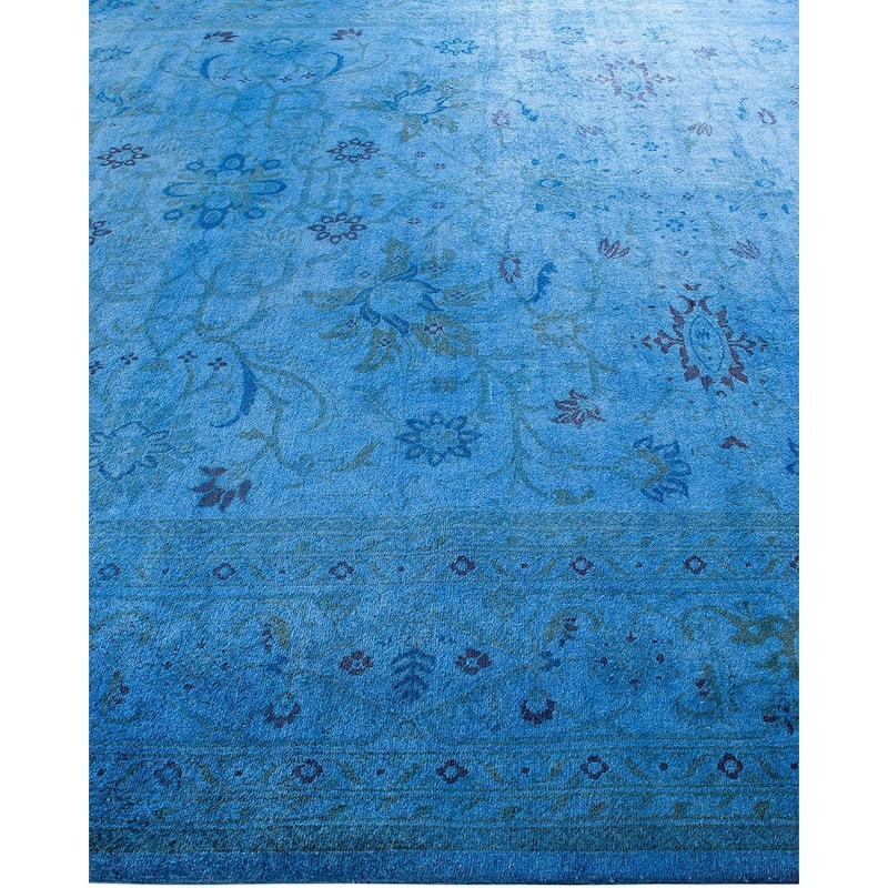 Vibrance, One-of-a-Kind Hand-Knotted Area Rug - Blue, 9' 1" x 12' 1" - 9' 1" x 12' 1"