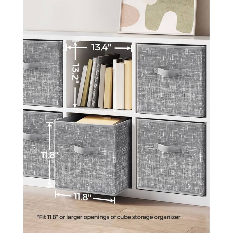 6 Fabric Foldable Storage Cubes with Handles Stylish Print Ideal for Bedroom and Living Room