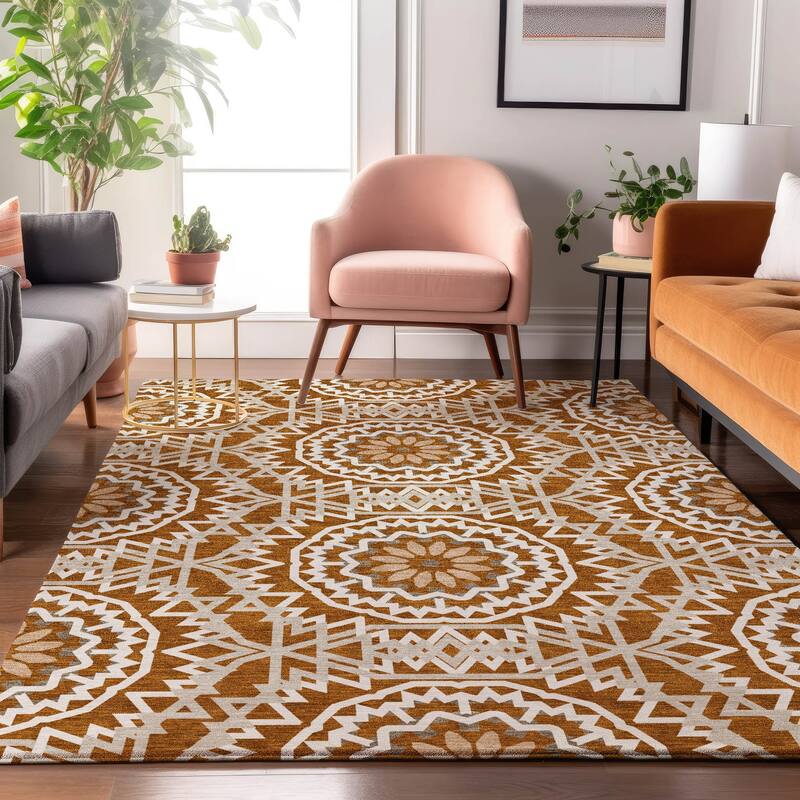 Premium Washable Super Soft Boho Global Mayfield Rug - Paprika - 5' x 7' 6" - Rectangle