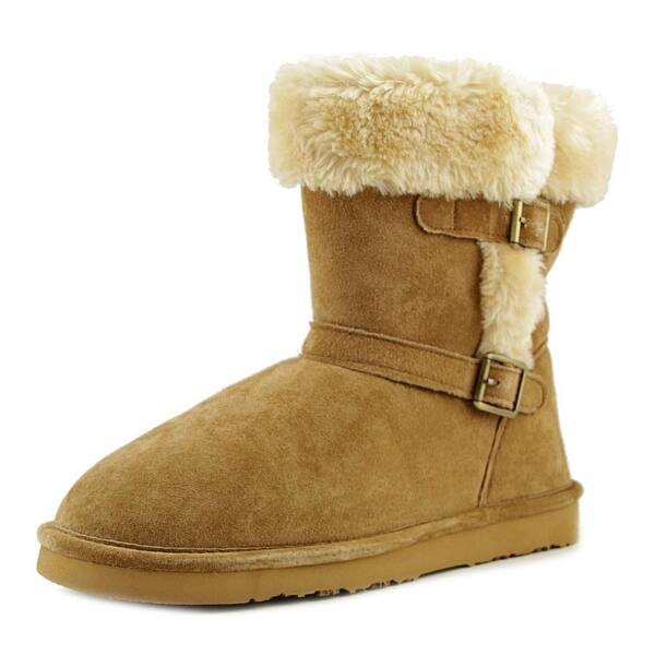 Lamo Cresson Suede Leather Buckle Detail Womens Ankle Boots w//Faux Fur Trim
