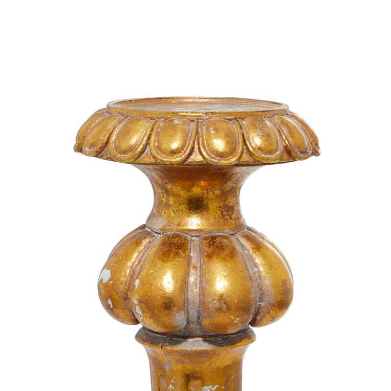 Polystone Tall Standing Candle Holder - Gold - Roche River Decor - 8"W x 8"L x 22"H