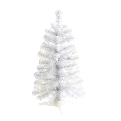 2ft. White Artificial Christmas Tree with 35 LED Lights & 72 Branches - Petite Seasonal Holiday X-Mas Accent