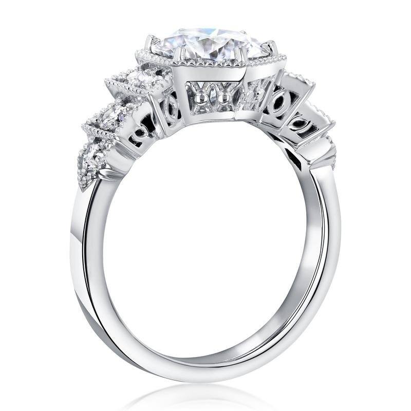 Annello by Kobelli 14k Gold Geometric Art Deco Forever One Moissanite Ring (DEF/VS, GH/I)
