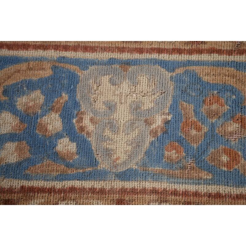 Blue Tabriz Persian Vintage Rug Hand-Knotted Wool Carpet - 9'3" x 12'11"