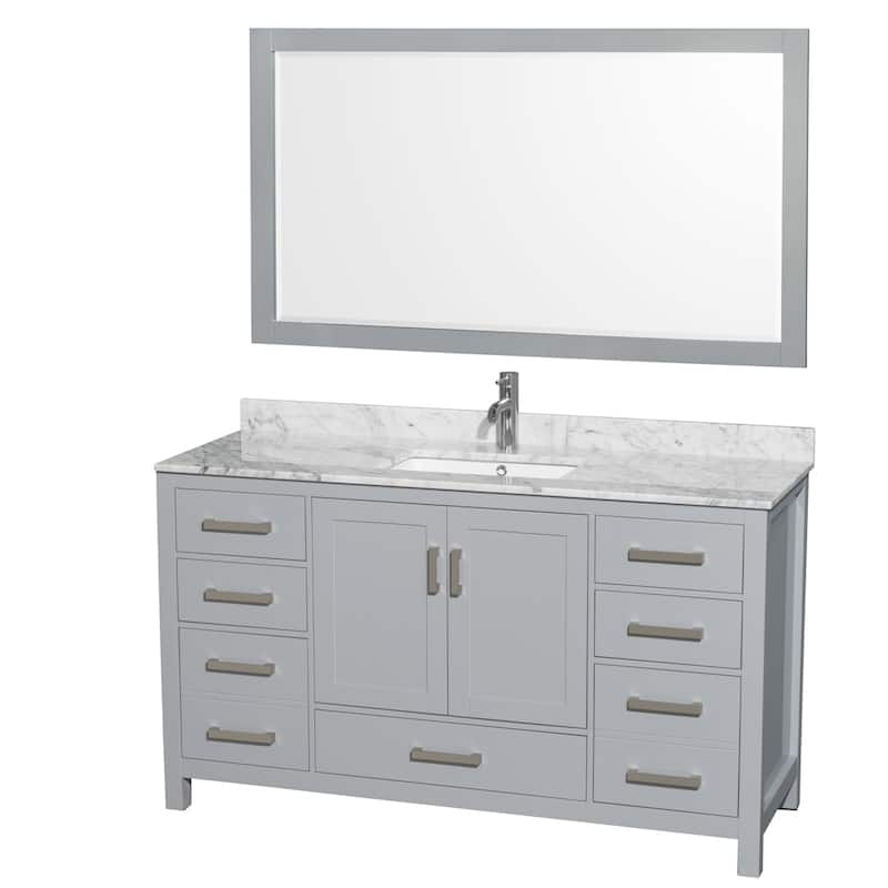 Wyndham Collection Sheffield Single Vanity Set, 58-inch Mirror