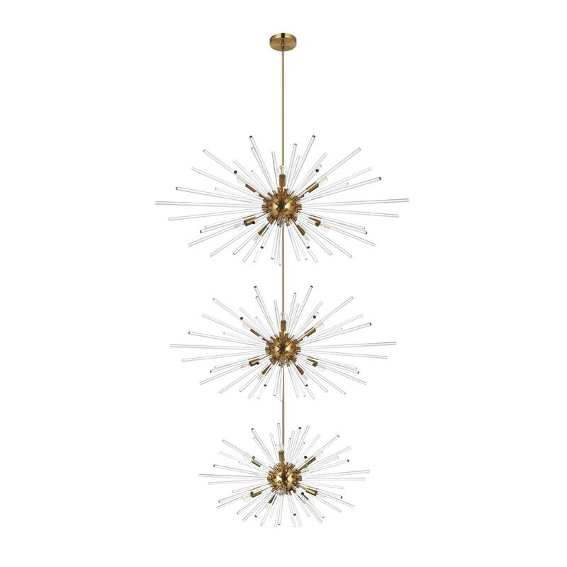 Indigo Home 46 inch three tiers crystal starburst chandelier