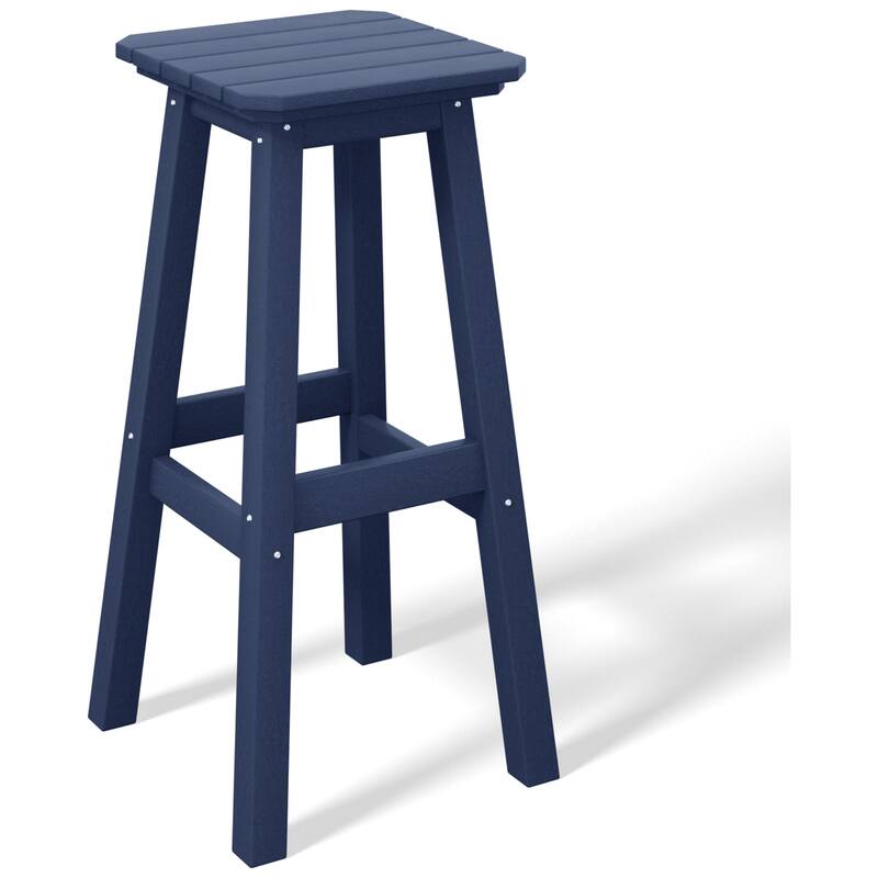 Laguna Hdpe All Weather Outdoor Patio 29" Square Bar Stool - Navy Blue