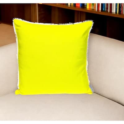 HomeRoots 16" Yellow Cotton Throw Pillow