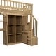 preview thumbnail 11 of 26, Twin Loft Bed in Walnut with Integrated L-Shaped Desk, LED Lighting, Multi-Tier Storage Shelves, Cabinets, and Staircase