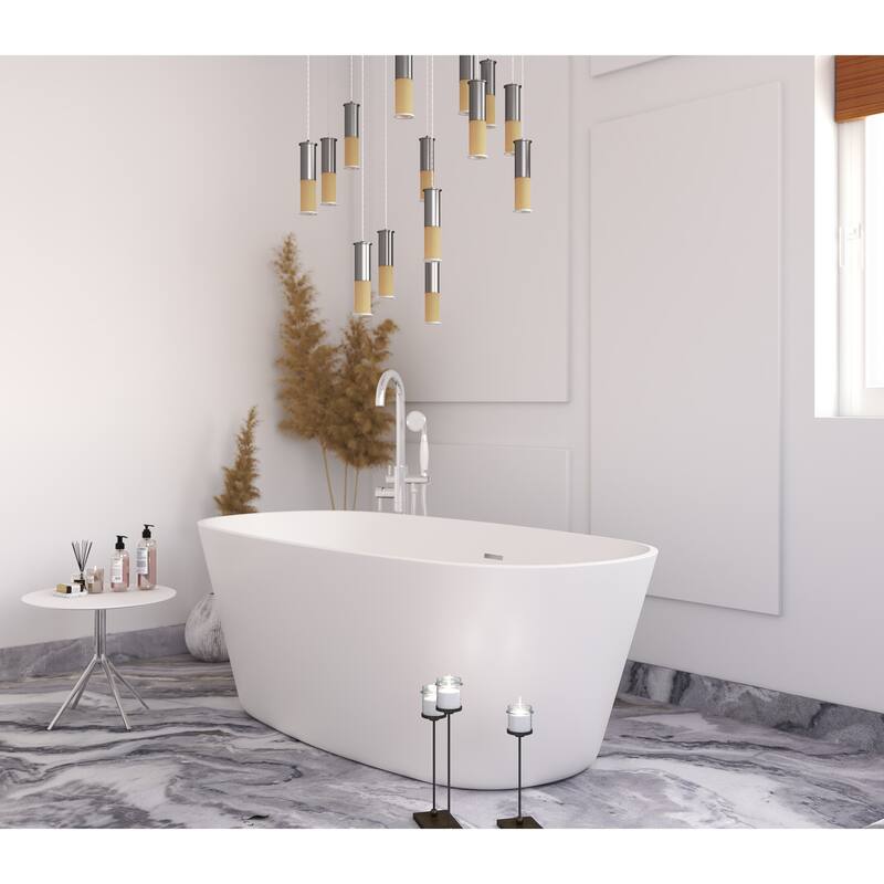 Hermosa 71" White Solid Surface Freestanding Soaking Bathtub