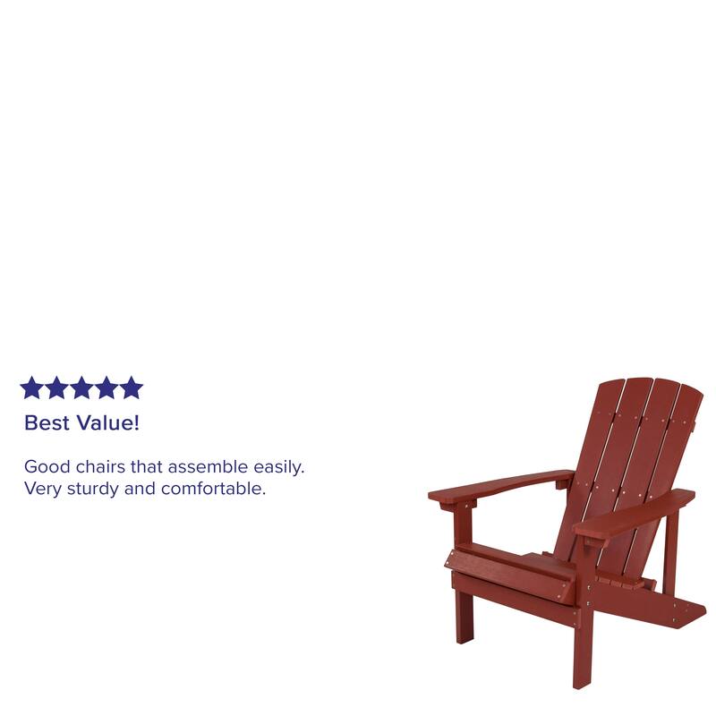 Outdoor All-Weather Poly Resin Wood Adirondack Chairs (Set of 2)