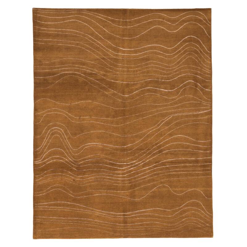 ECARPETGALLERY Hand-knotted Opulence Light Brown Silk, Wool Rug - 8'1 x 10'1