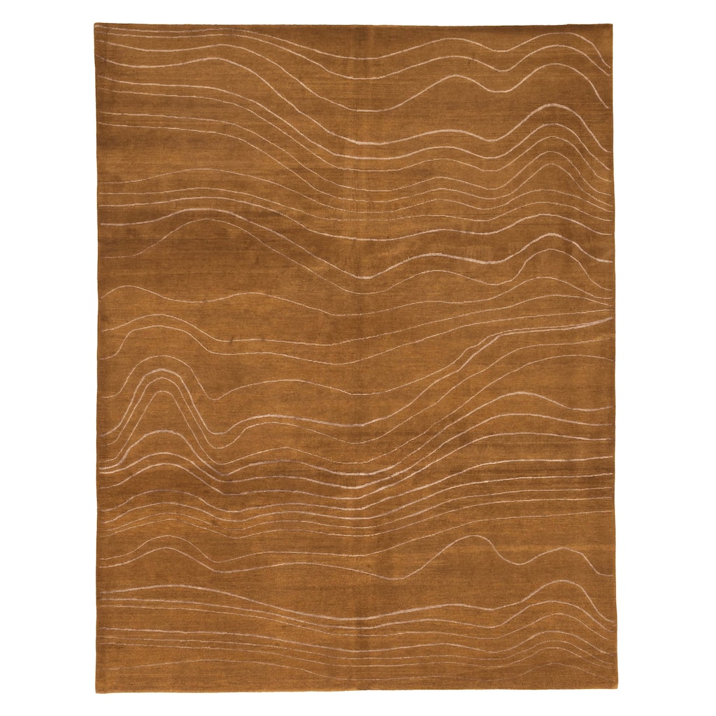 ECARPETGALLERY Hand-knotted Opulence Light Brown Silk, Wool Rug - 8'1 x 10'1