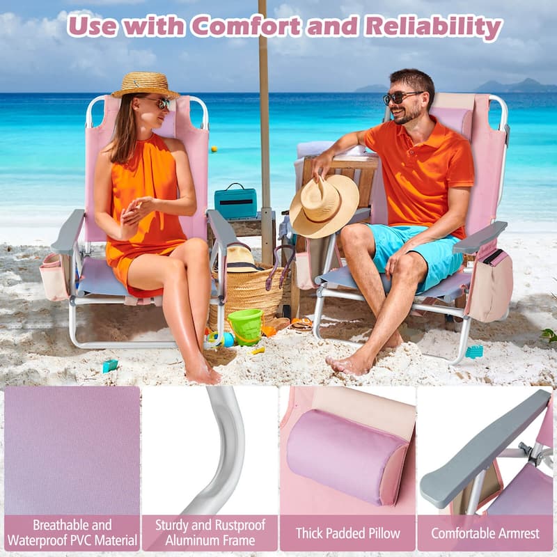 Costway 4-Pack Folding Backpack Beach Chair 5-Position Outdoor - See Details