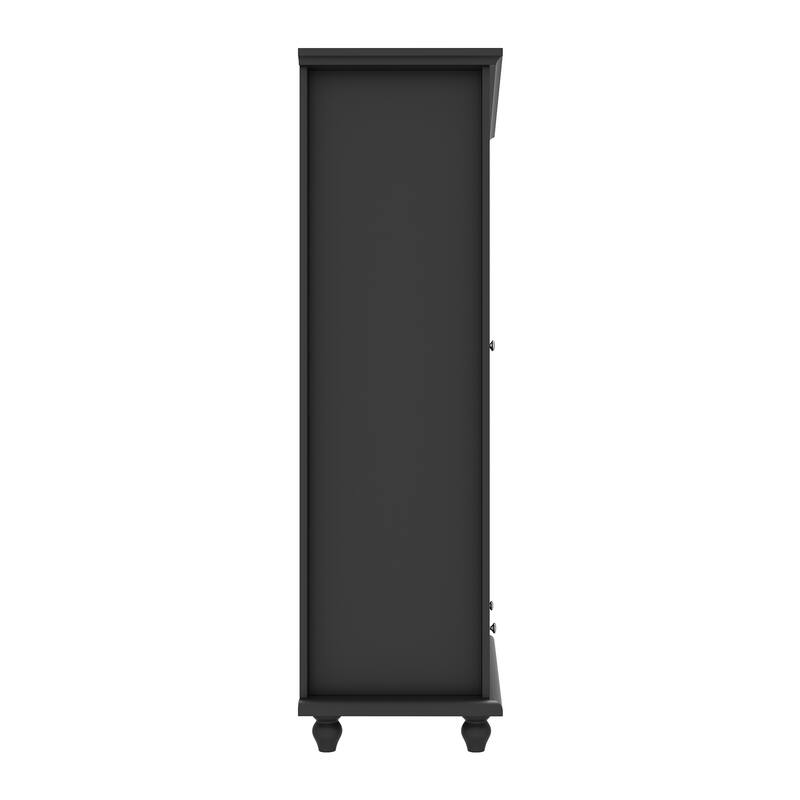 55.1''H Buffet Lacquer Sideboard Storage Cabinet Glass Doors Bookcase