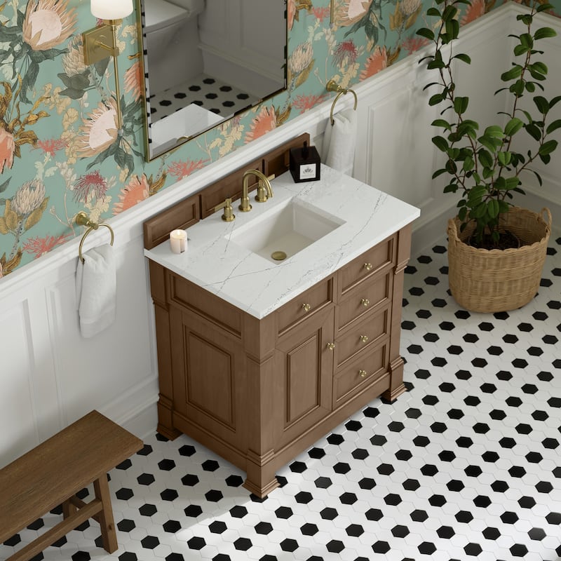 Brookfield 36" Single Vanity, Pecan - Ethereal Noctis