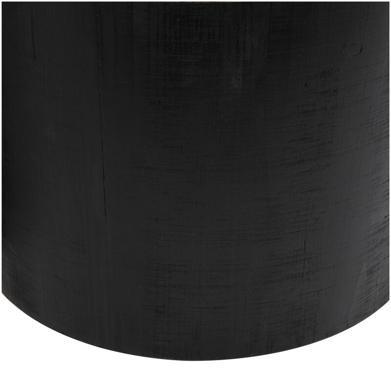 Black Wood Handmade Colorblock Wrapped Accent Table with Dried Plant Tabletops (Set of 2)