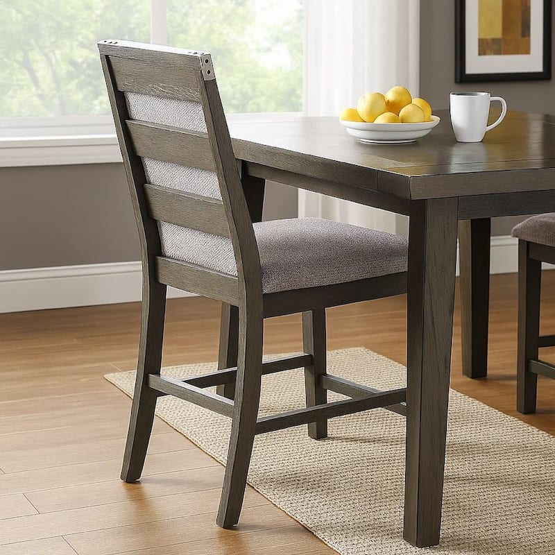 Wooden High Chairs with Upholstered Seat and Backrest, Set of 2, Gray