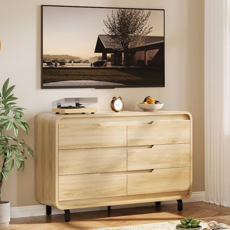 47" Wide Modern 6 Drawers Dresser for Bedroom, Living Room, Hallway - Natural