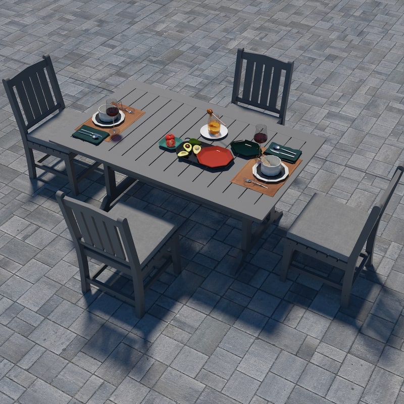 Recycled Plastic Armless Outdoor Patio Dining Chairs (Set of 2) - N/A