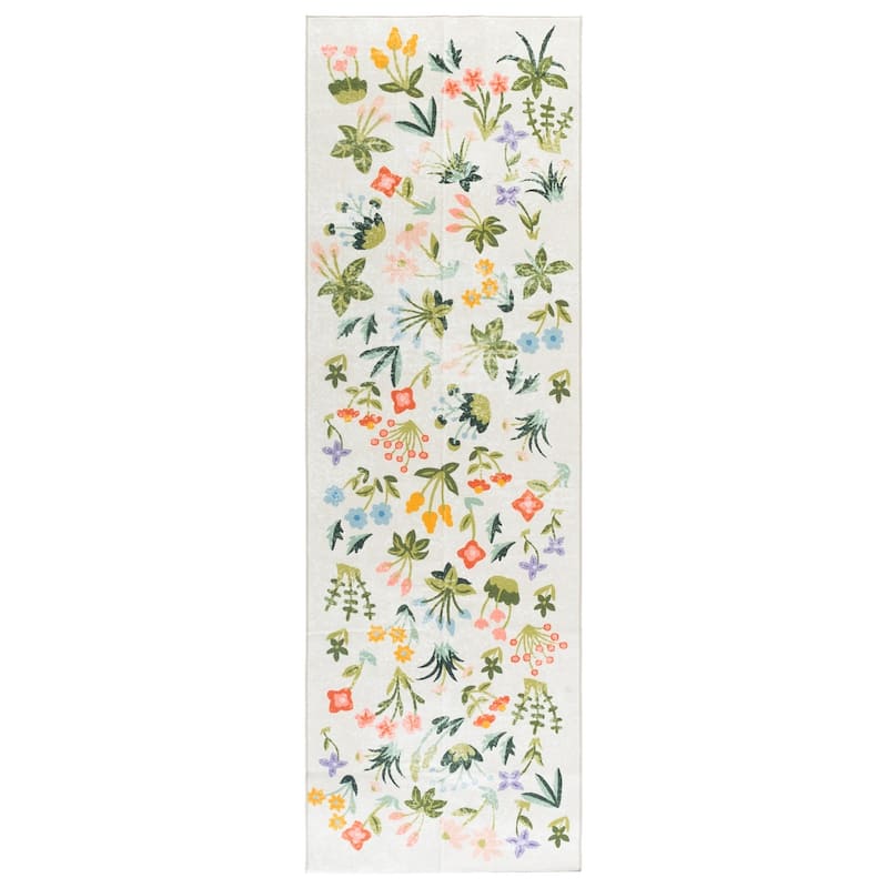 Martha Stewart Sonnhilde Machine Washable & Slip Resistant Rug - 2'6" x 8' Runner - Beige/Red