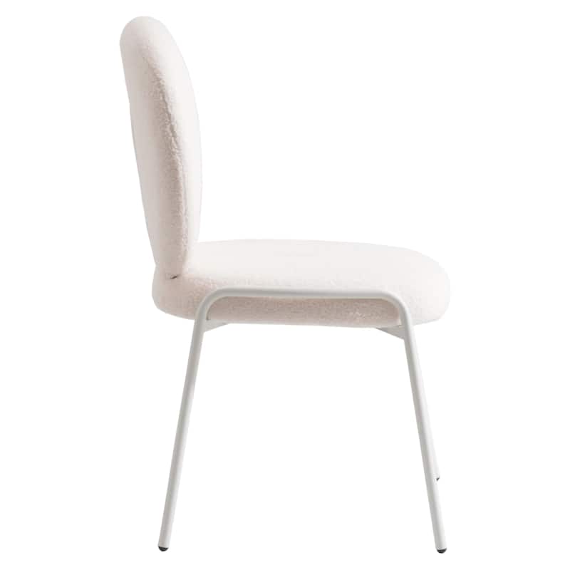 Celestial Modern Boucle Dining Chairs - Upholstered Accent Side Chairs with White Powder-Coated Iron Frame Set of 2