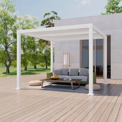 LIVOOSUN Ourdoor 10x10ft Patio Louvered Pergola Aluminum Hand Crank