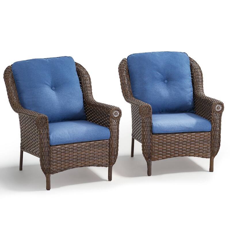 Pocassy Wicker Patio Conversation Set for Backyard