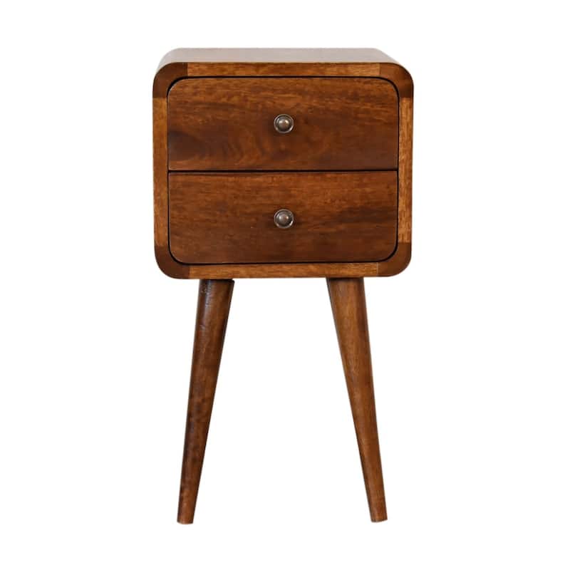Artisan Furniture Solid Wood Mini Chestnut Curved Nightstand