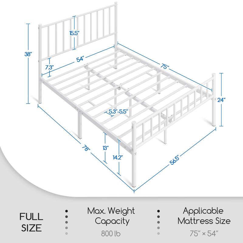 Yaheetech Minimalist Metal Platform Bed Frame with Spindle Headboard and Footboard