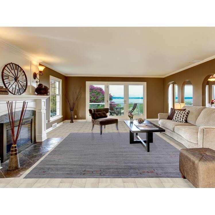 Hand Knotted Oriental 100% Wool Carpet Tribal Tribal Greys & Charcoal Gabbeh Area Rug - 11' 11'' X 8' 10''