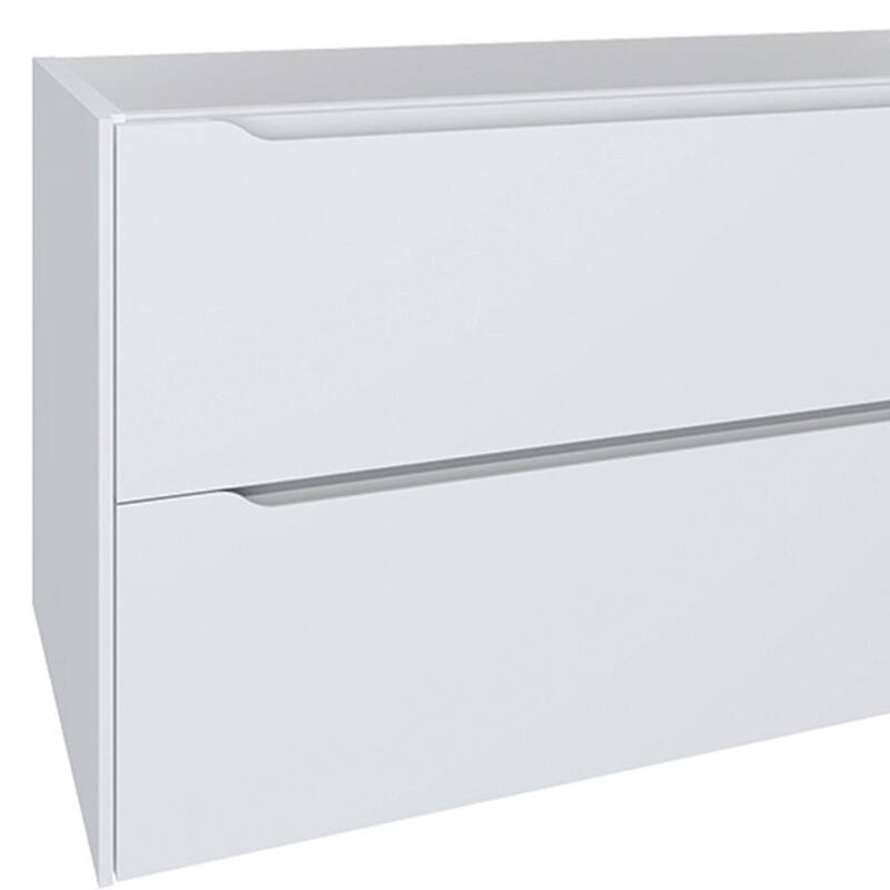 HomeRoots 40" White Wood Floating Bathroom Vanity With White Sink And Two Drawers - 40.00 in. x 18.00 in. x 19.00 in.