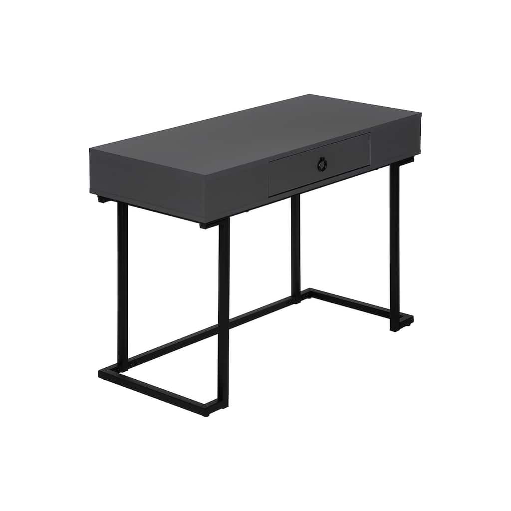 Computer Desk, Home Office, Laptop, Storage Drawers, 42"l, Work, Grey Laminate, Black Metal, Contemporary