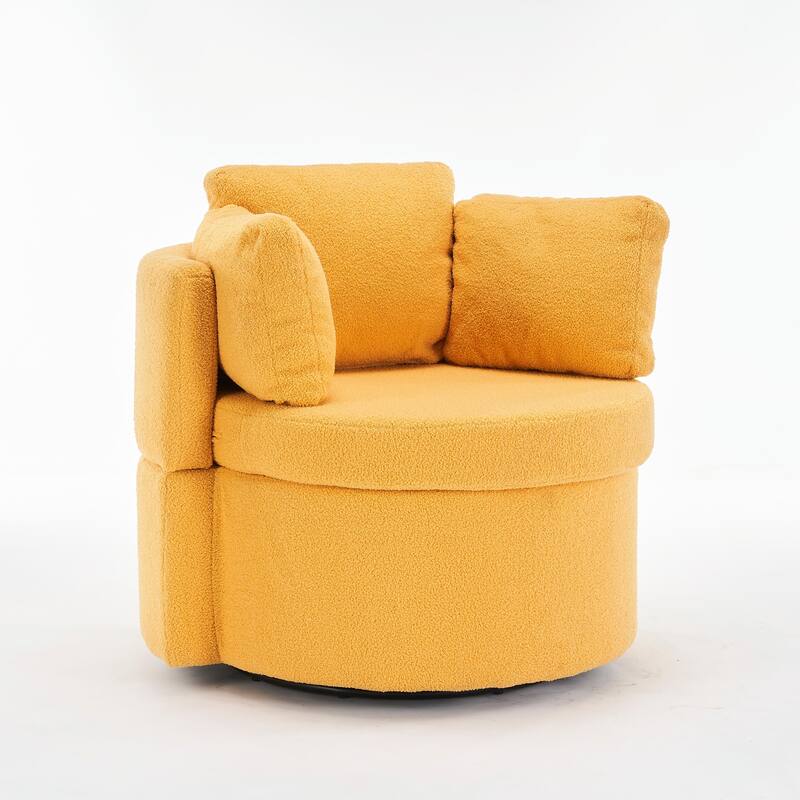 360° Swivel Chair with Storage and Throw Pillows