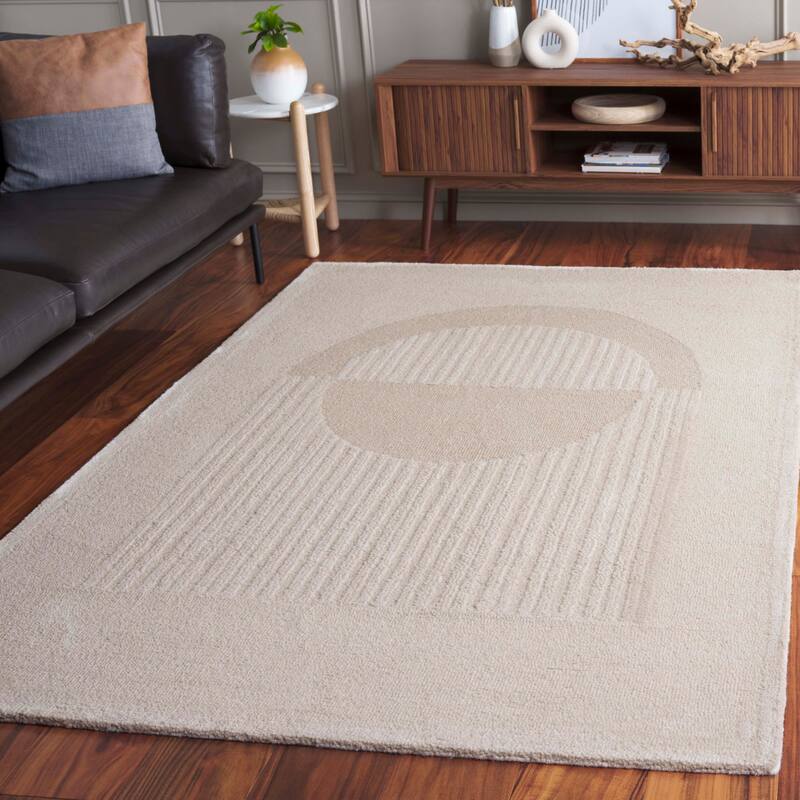 SAFAVIEH Handmade Rodeo Drive Nyasia Mid-Century Modern Wool Rug - 5' x 8' - Ivory/Beige