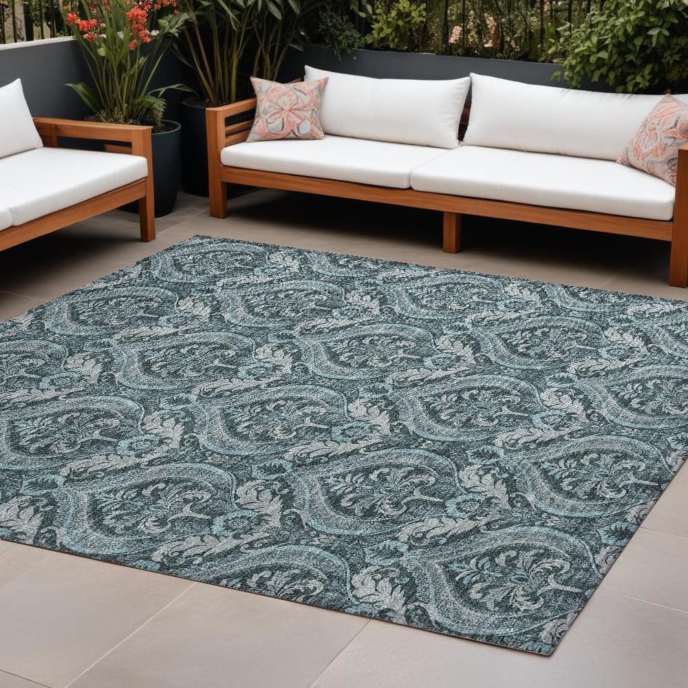 Talu Graceful Floral Weather Resistant Classic Meets Modern Outdoor Rug