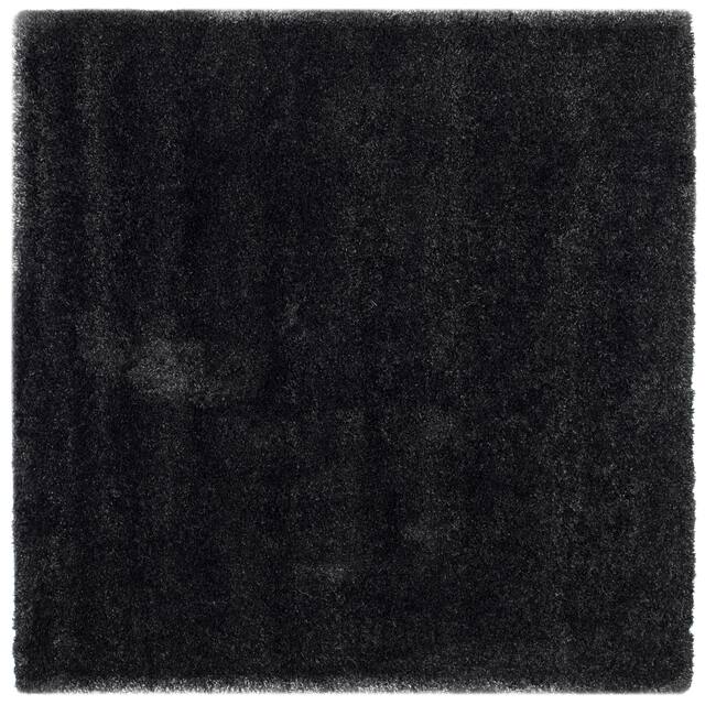 SAFAVIEH California Shag Izat 2-inch Thick Area Rug - 6'7" x 6'7" Square - Black