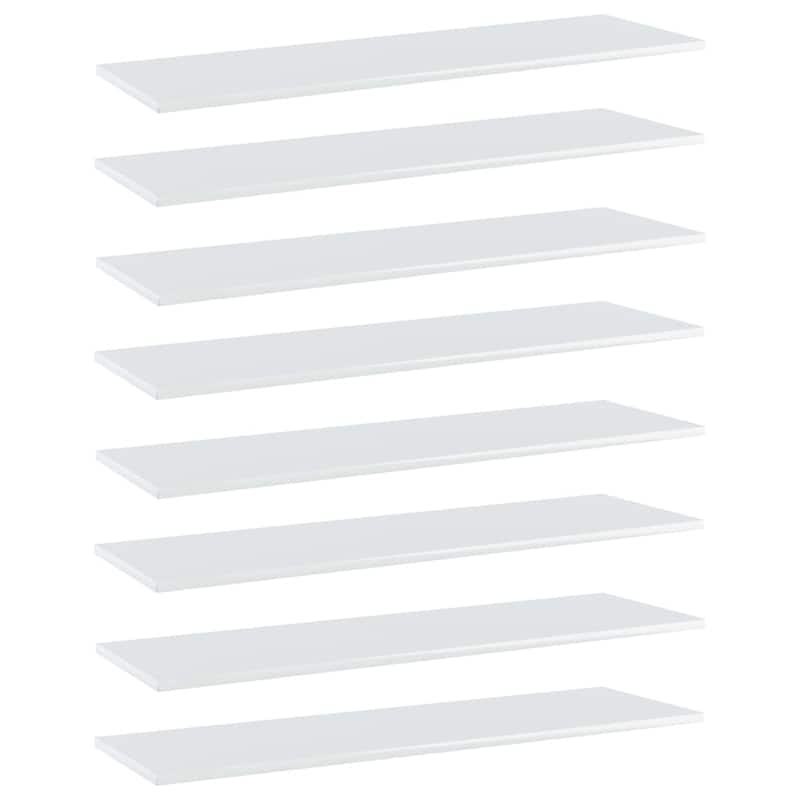 vidaXL Bookshelf Boards 8 pcs High Gloss White 39.4"x11.8"x0.6" Chipboard