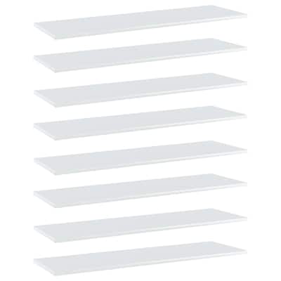 vidaXL Bookshelf Boards 8 pcs High Gloss White 39.4"x11.8"x0.6" Chipboard